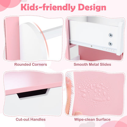 Kids Vanity Set with Chair and Mirror Makeup Dressing Desk with Storage Shelves and DrawersTorqelo.com