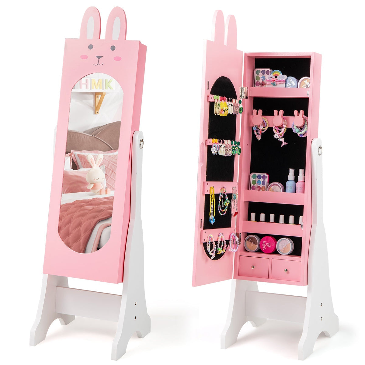 Kids Vanity Table Set with Mirror, Chair & Storage - WhiteKids Vanity SetTorqelo.com