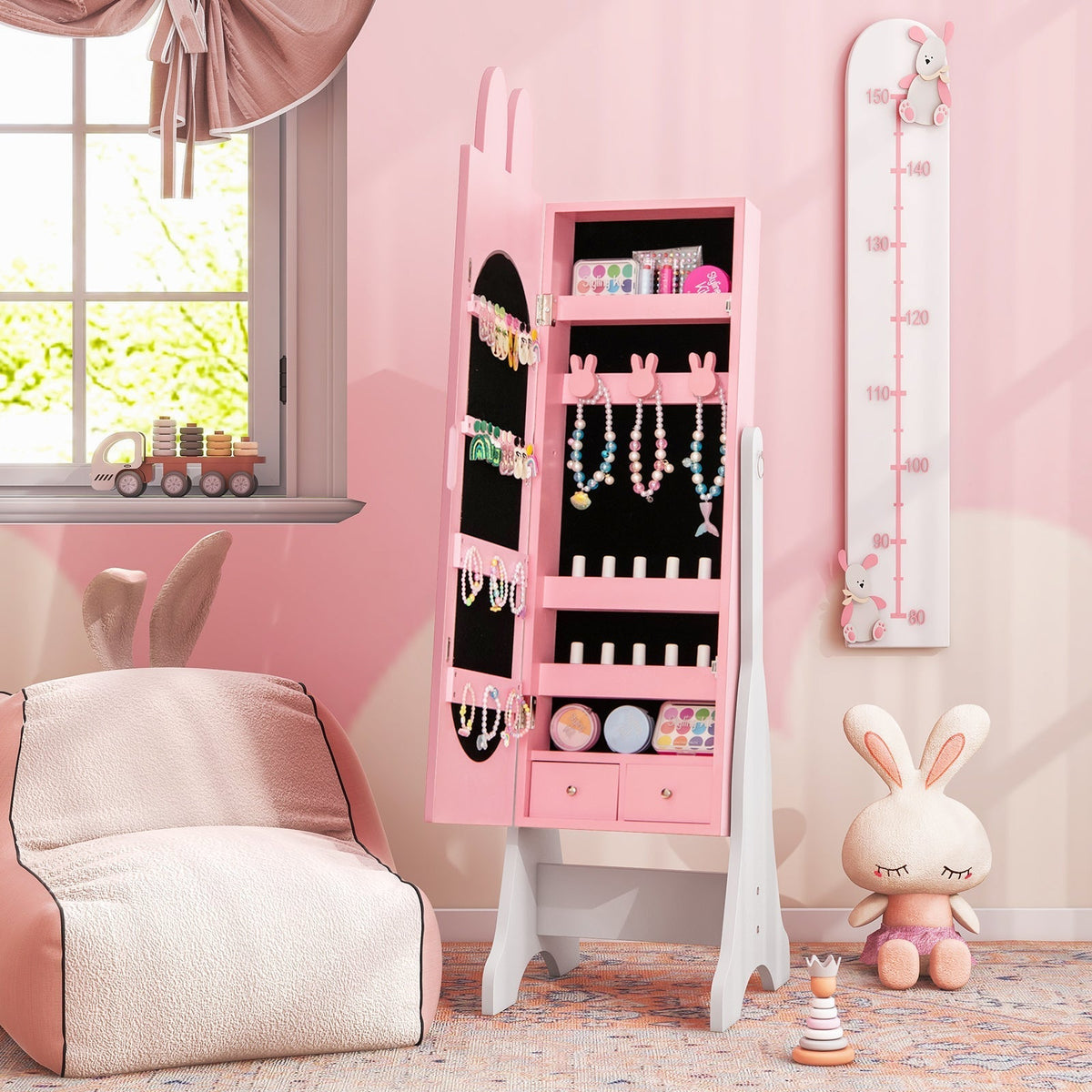 Kids Vanity Table Set with Mirror, Chair & Storage - WhiteKids Vanity SetTorqelo.com