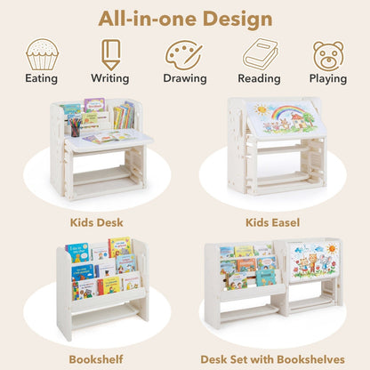 Kids Writing Desk and Chair Set with Side BookshelvesKids Furniture SetTorqelo.com