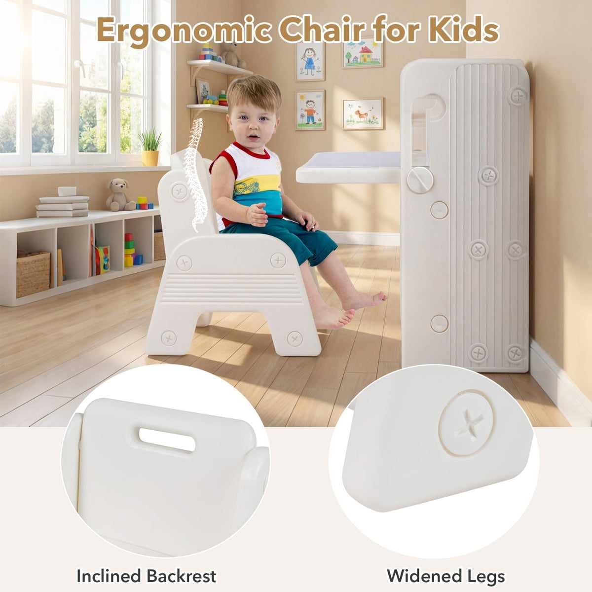 Kids Writing Desk and Chair Set with Side BookshelvesKids Furniture SetTorqelo.com