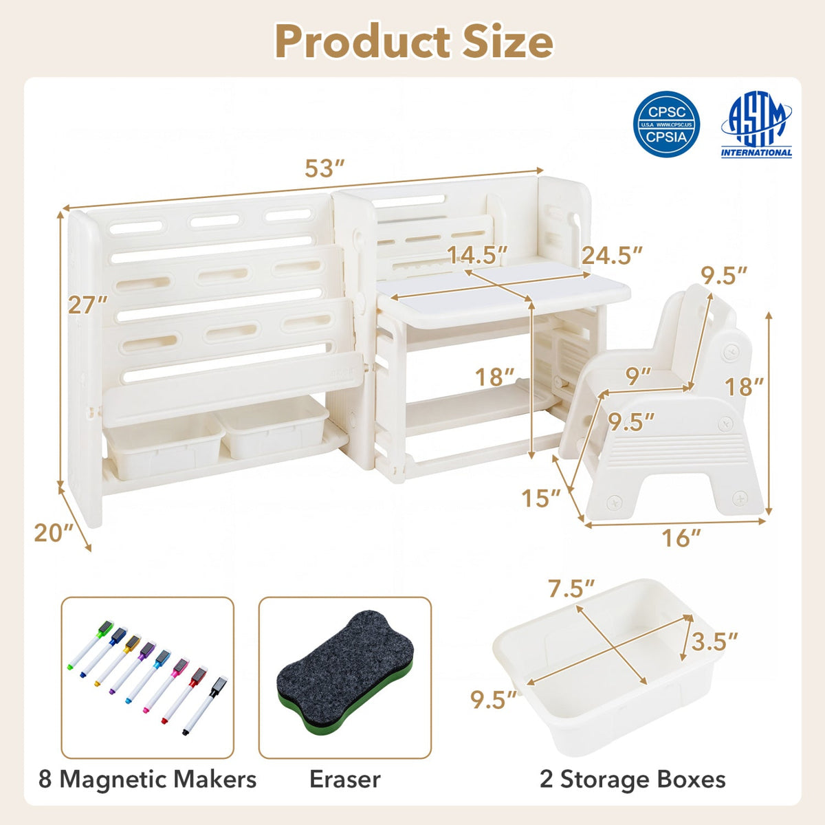 Kids Writing Desk and Chair Set with Side BookshelvesKids Furniture SetTorqelo.com