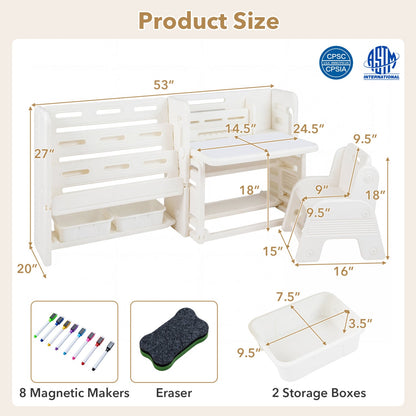 Kids Writing Desk and Chair Set with Side BookshelvesKids Furniture SetTorqelo.com