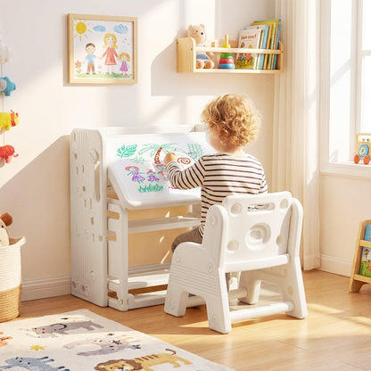 Kids Writing Desk and Chair Set with Side BookshelvesKids Furniture SetTorqelo.com