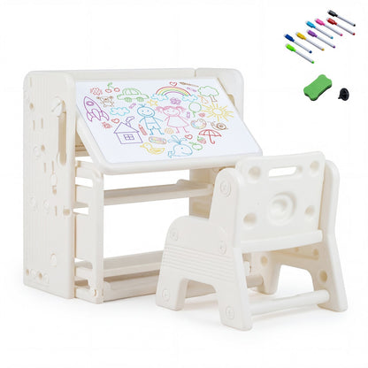 Kids Writing Desk and Chair Set with Side BookshelvesKids Furniture SetTorqelo.com