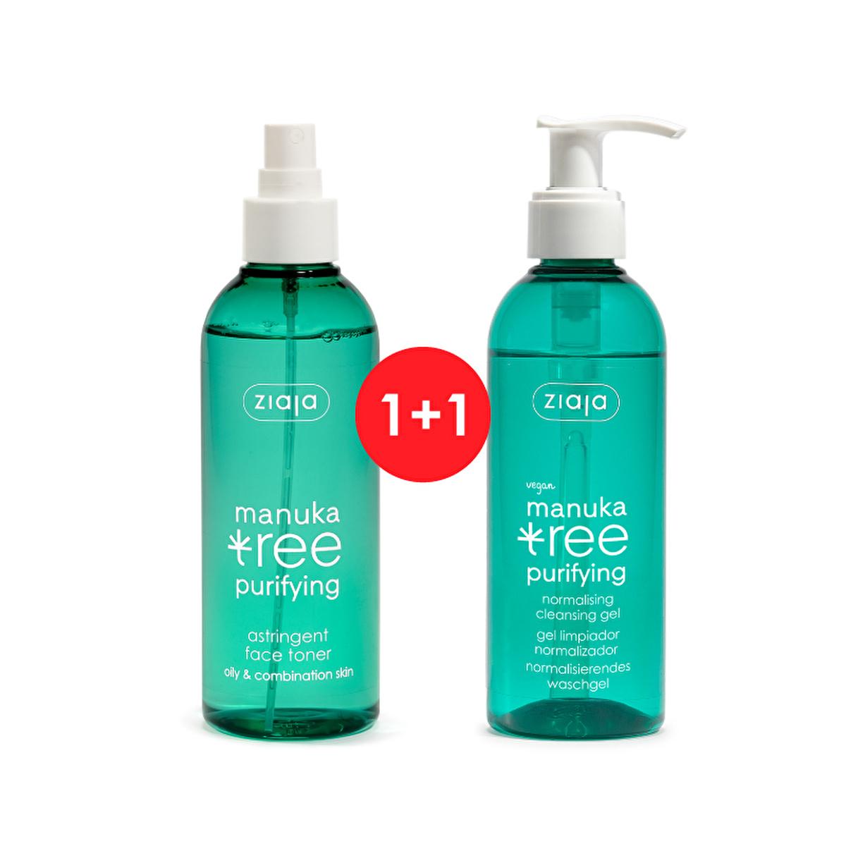 Ziaja Manuka Tree Facial Toner & Acne Cleansing Gel: Natural Blemish Treatment, Pore Reduction, and Oil Control for Acne-Prone & Sensitive Skin by Beauty Care Bag
