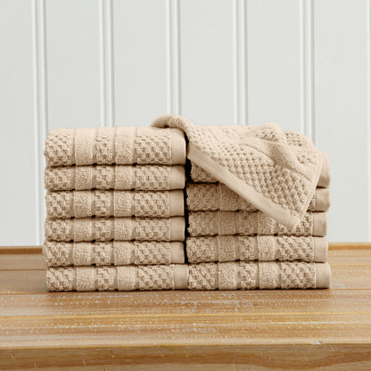 100% Cotton Checkered Jacquard Bath Towel Set - Giuliana Collection by Great Bay Home