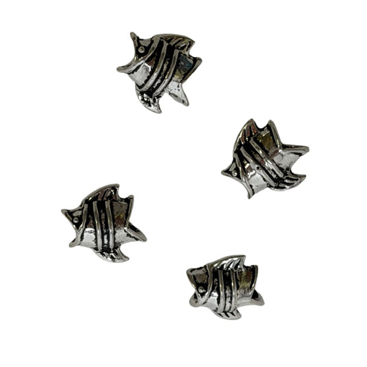 Sterling Silver Fish Beads 10mm Large Hole 5.5mm - Set of 4 by Continental Bead Suppliers