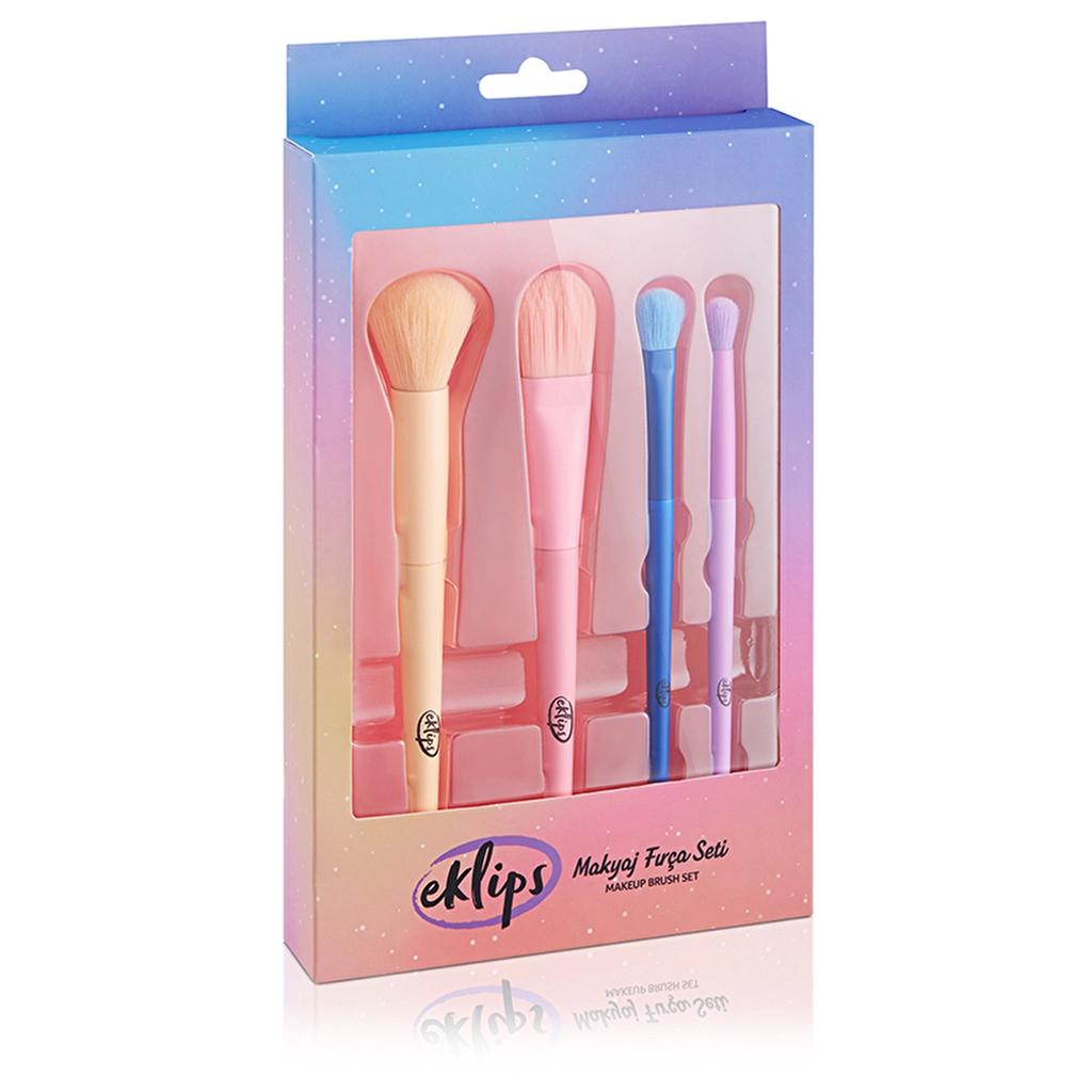 Eklips Colorful Makeup Brush Set for Flawless Application by Beauty Care Bag