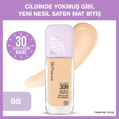Maybelline Super Stay Lumi Matte Foundation: 30H Lightweight Satin Matte Coverage for Oily Skin, Natural Finish by Beauty Care Bag