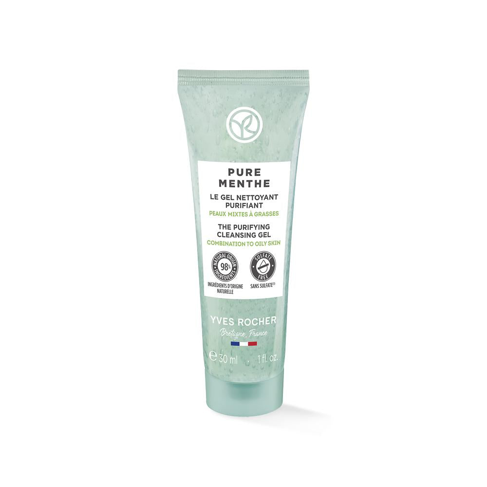 Pure Menthe Facial Cleansing Gel - Deep Pore Cleansing, Matte Finish, Organic Mint - 1.01 fl oz by Beauty Care Bag