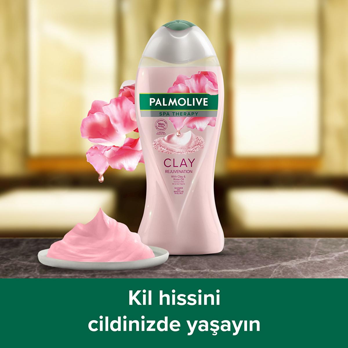 Palmolive Spa Therapy Clay & Rose Oil Body Wash: Rejuvenate & Detoxify | Natural, Gentle Cleanser (500ml / 16.9 oz) by Beauty Care Bag
