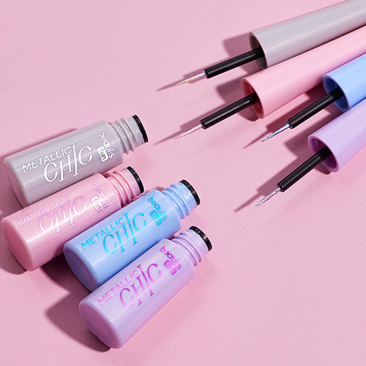 Beaulis Metallic Eyeliner - Beaulis Fun Metalik Dipliner 605 Pink Sparkle, Liquid Eyeliner for Glamorous Eye Makeup by Beauty Care Bag