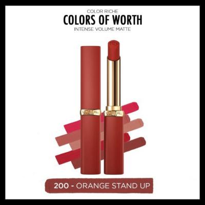 Loreal Paris Color Riche: Volumizing Matte Lipstick with Hyaluronic Acid - Intense Long Lasting Orange Color by Beauty Care Bag