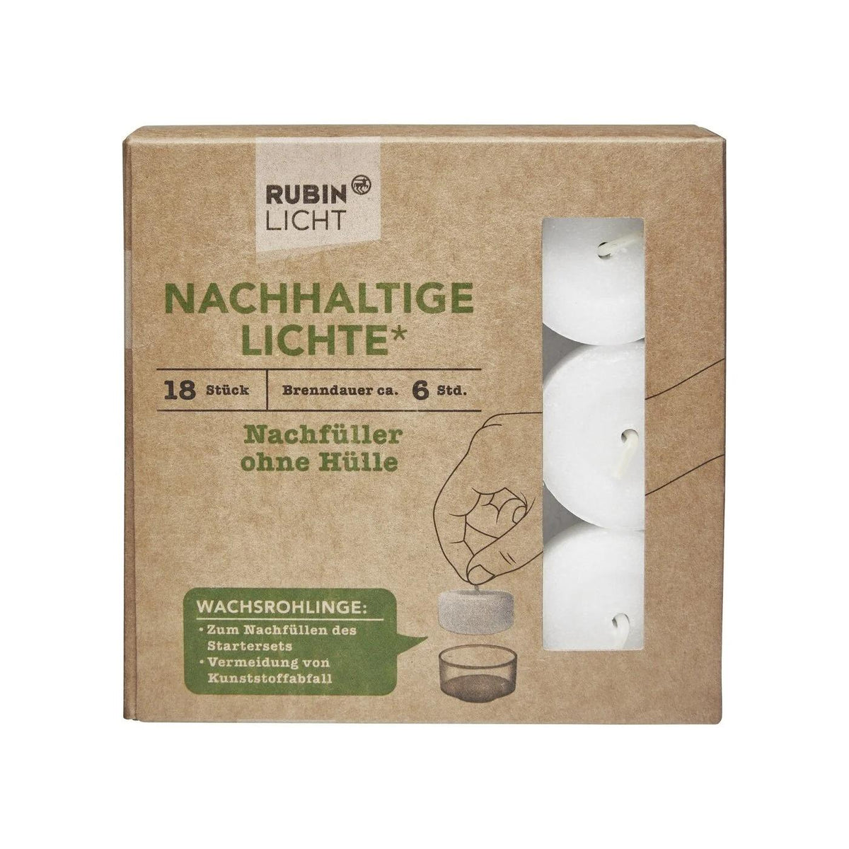 Rubin Licht Tealight Candles White 6 Hour Burn 18-Pack by Beauty Care Bag