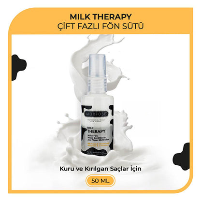 Morfose Milk Therapy: Hair Heat Protectant & Styling - Amino Acid & Milk Protein Damage Repair, Dual Phase Conditioner, 1.69 fl oz by Beauty Care Bag