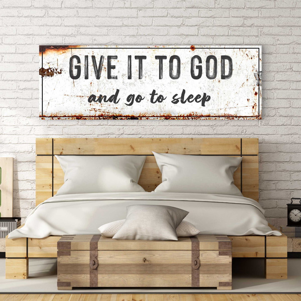 Give It to God and Go to Sleep – Rustic Christian Wall Art for Peaceful Nights by Tailored Canvases