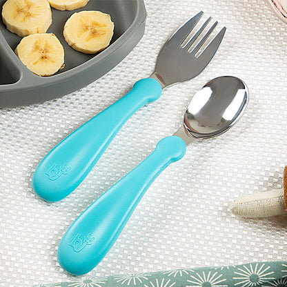 Babyjem Stainless Steel Baby Utensil Set - BPA Free, Ergonomic Design for Independent Eating by Beauty Care Bag
