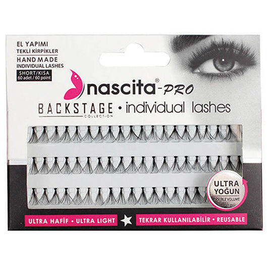 Nascita Backstage Short Individual False Eyelashes: Handmade, Ultra Lightweight, Dense, Natural Lash Look - 60 Pieces by Beauty Care Bag