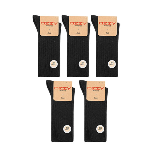 Ozzy Socks Men's Woolen Socks 5-Pack - Warm, Durable Black Socks for Men - Sizes 40/44 by Beauty Care Bag