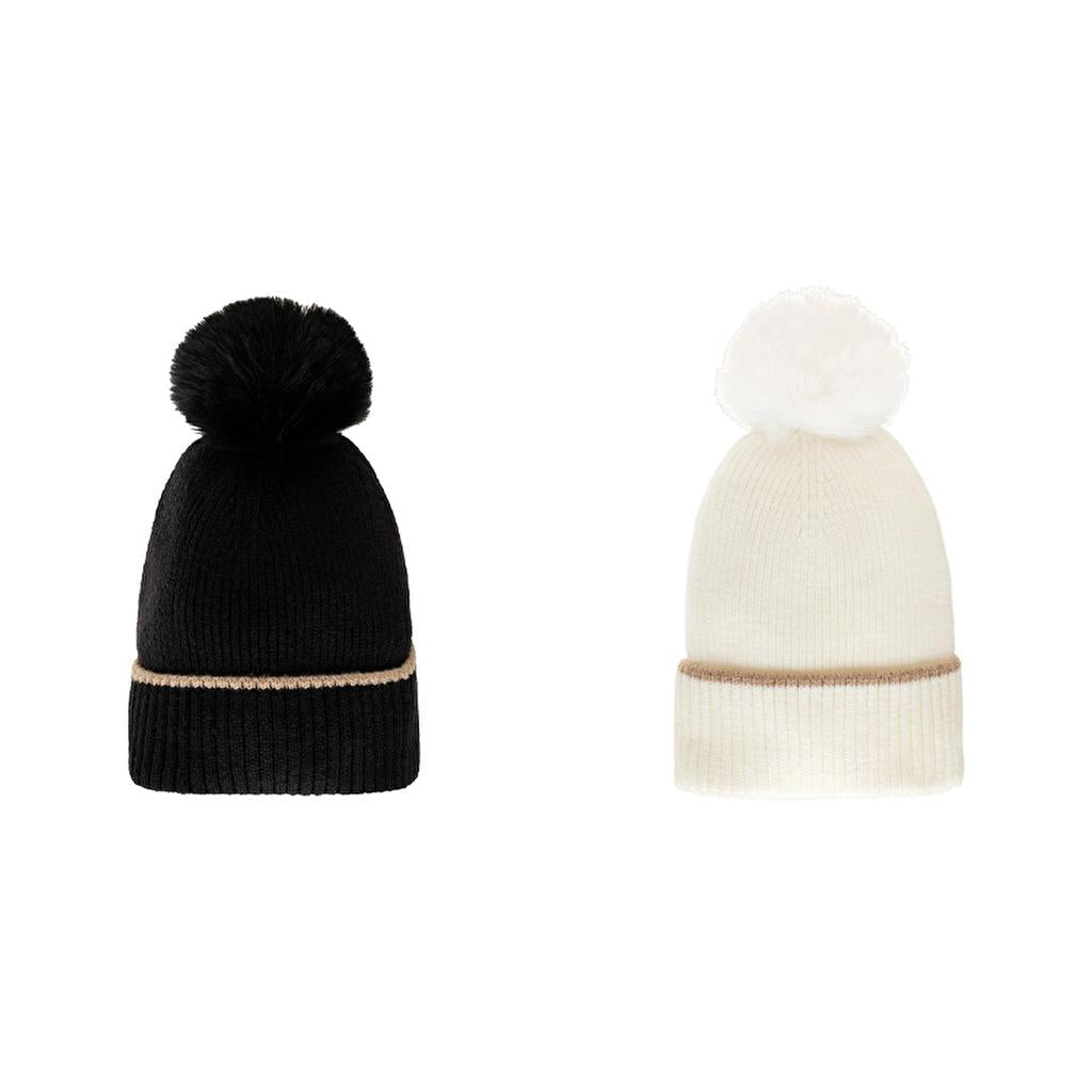 Eklips Striped Beanie Hat for Warm Styling by Beauty Care Bag