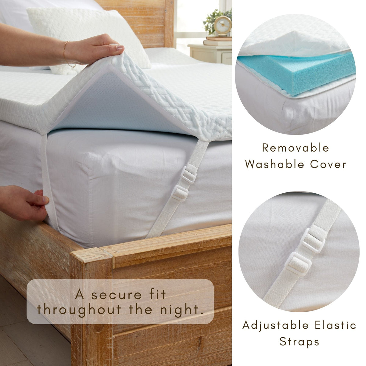 Great Bay Home 2 inch gel memory foam mattress topper, view 3