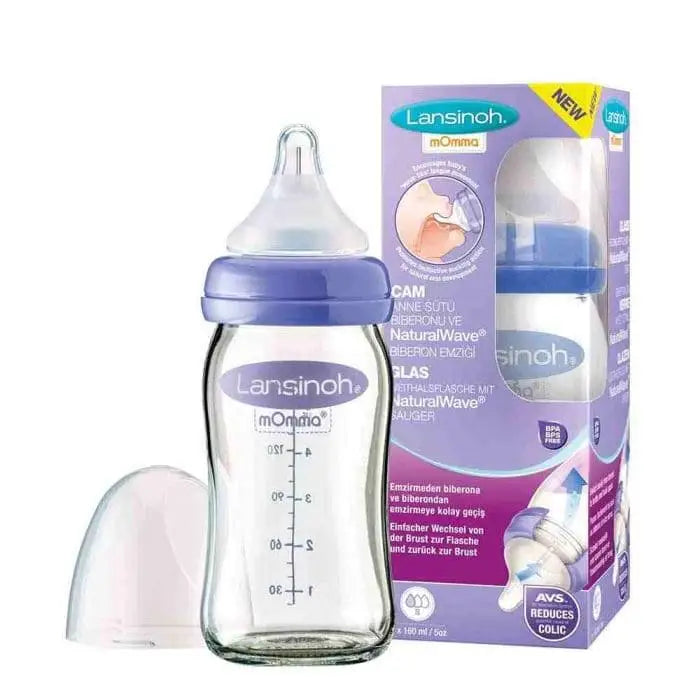 Lansinoh glass baby bottle, 160 ml