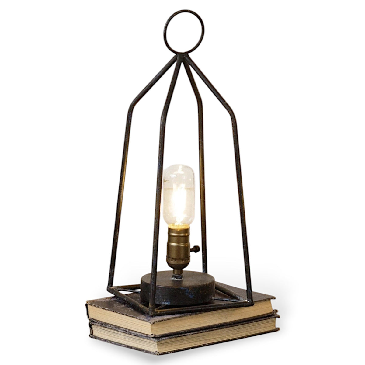 Black Iron Tabletop LED Lantern | Battery-Operated with Timer by Rust & Cinder