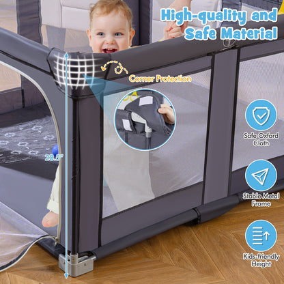Large Baby Playpen BPA-Free Foldable Toddlers Safety Fence Play Yard-Dark GreyTorqelo.com