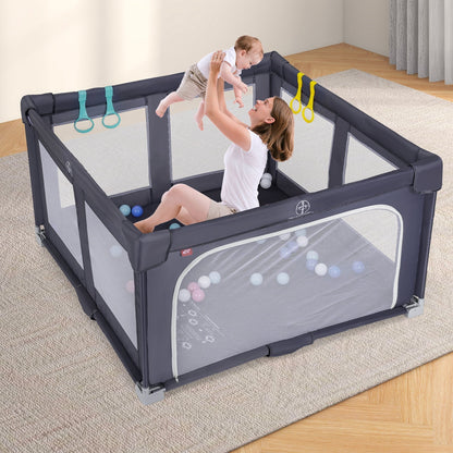 Large Baby Playpen BPA-Free Foldable Toddlers Safety Fence Play Yard-Dark GreyTorqelo.com