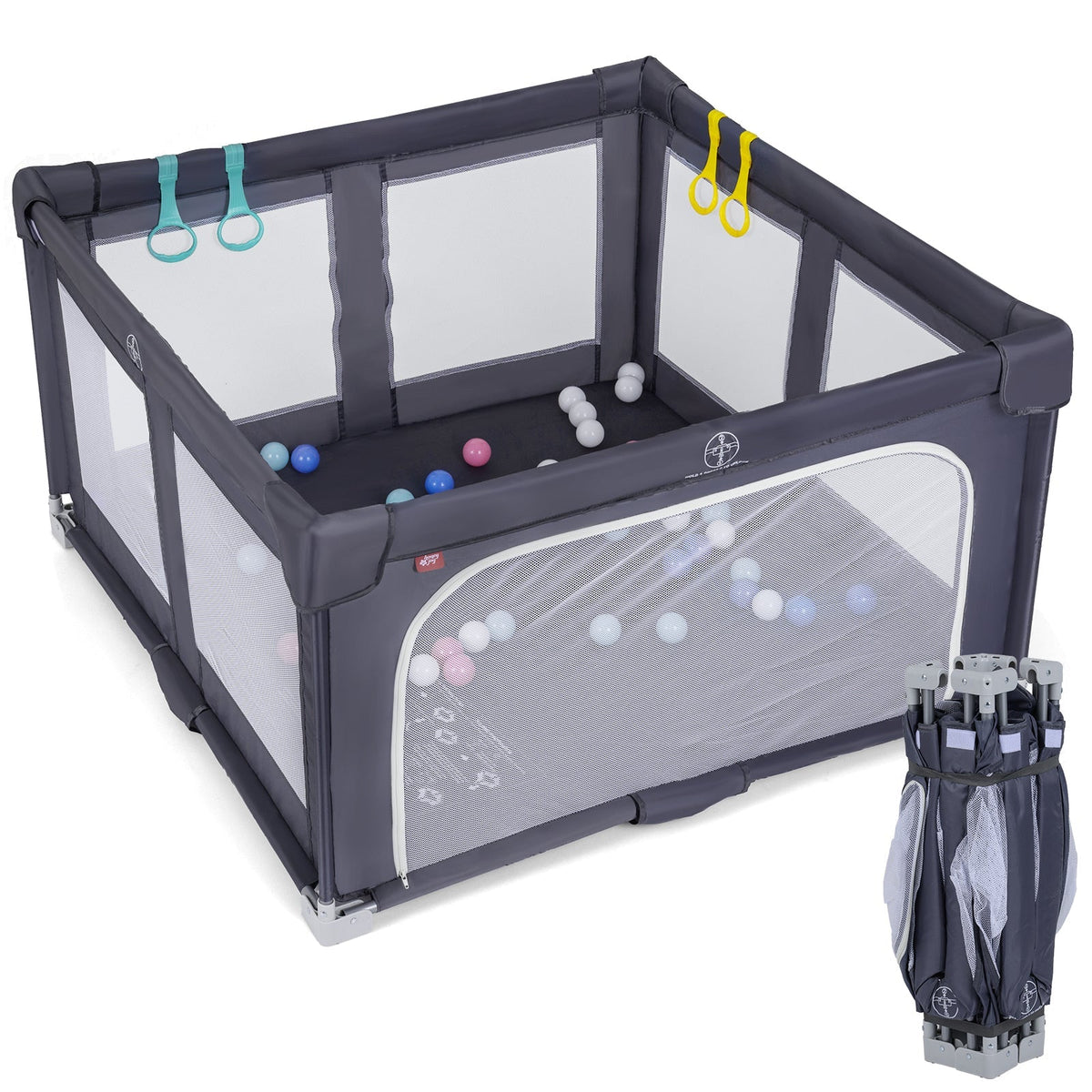 Large Baby Playpen BPA-Free Foldable Toddlers Safety Fence Play Yard-Dark GreyTorqelo.com