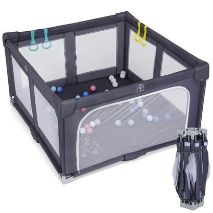 Large Baby Playpen BPA-Free Foldable Toddlers Safety Fence Play Yard-Dark GreyTorqelo.com