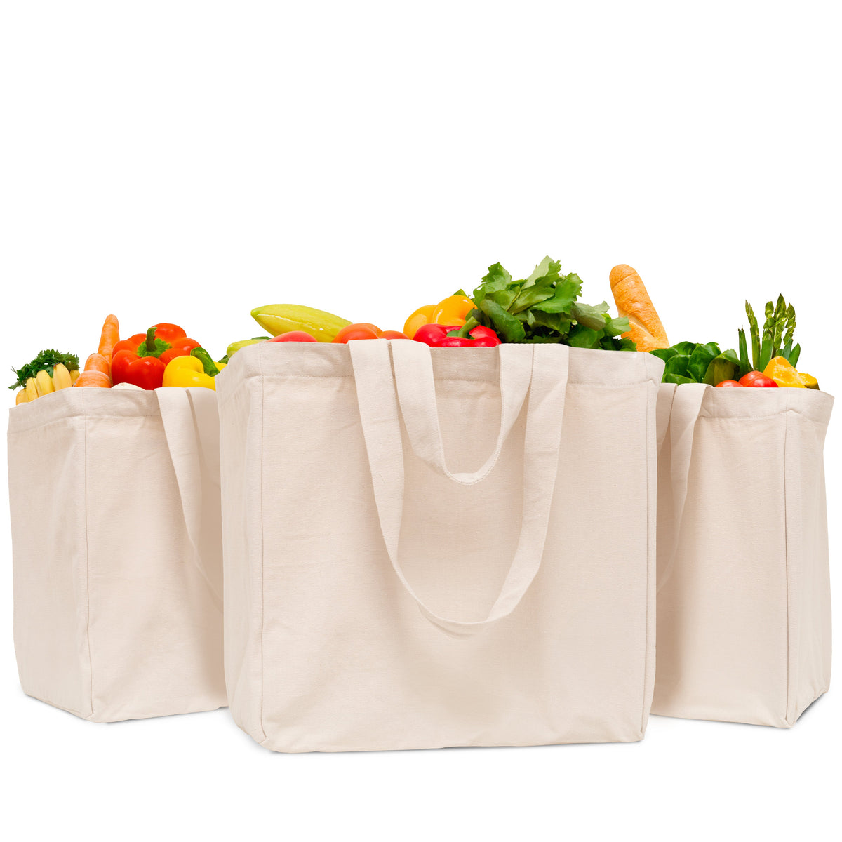 Heavy duty cotton canvas jumbo tote bag with two handle options and 6 pockets
