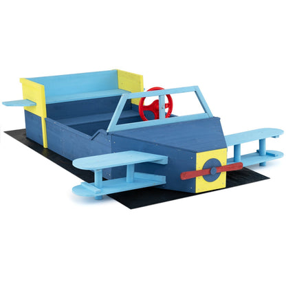 Large Wooden Kids Sandbox with Bottom Liner and Bench SeatTorqelo.com