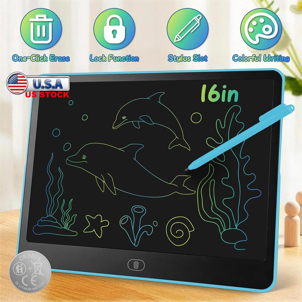 LCD Writing Tablet for Kids with Stylus & Lock FunctionWriting TabletTorqelo.com