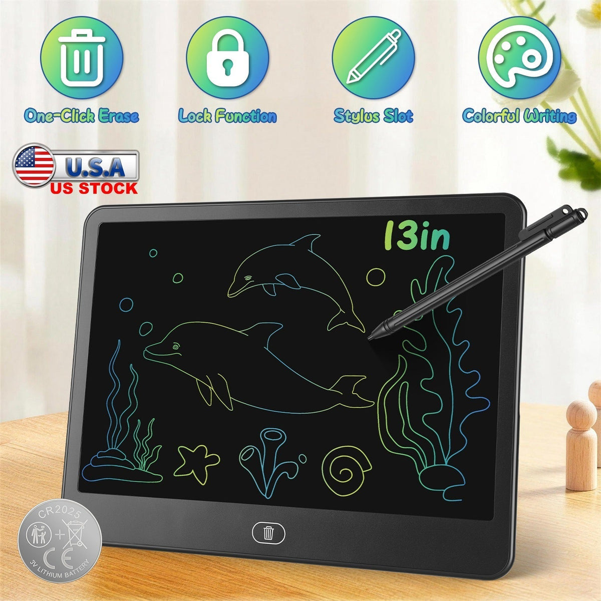 LCD Writing Tablet for Kids with Stylus & Lock FunctionWriting TabletTorqelo.com