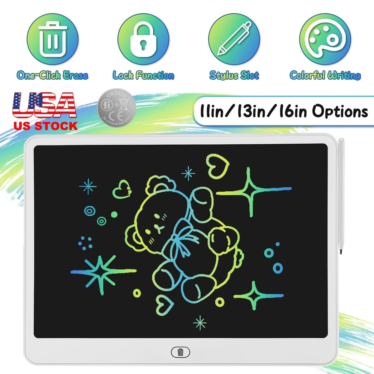 LCD Writing Tablet for Kids with Stylus & Lock FunctionWriting TabletTorqelo.com