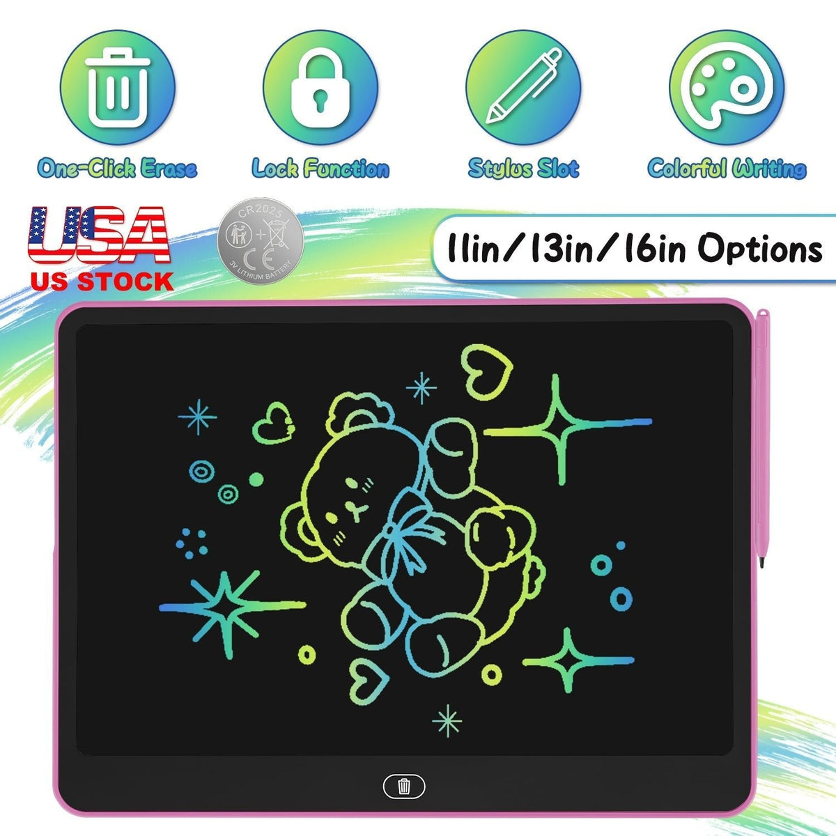 LCD Writing Tablet for Kids with Stylus & Lock FunctionWriting TabletTorqelo.com