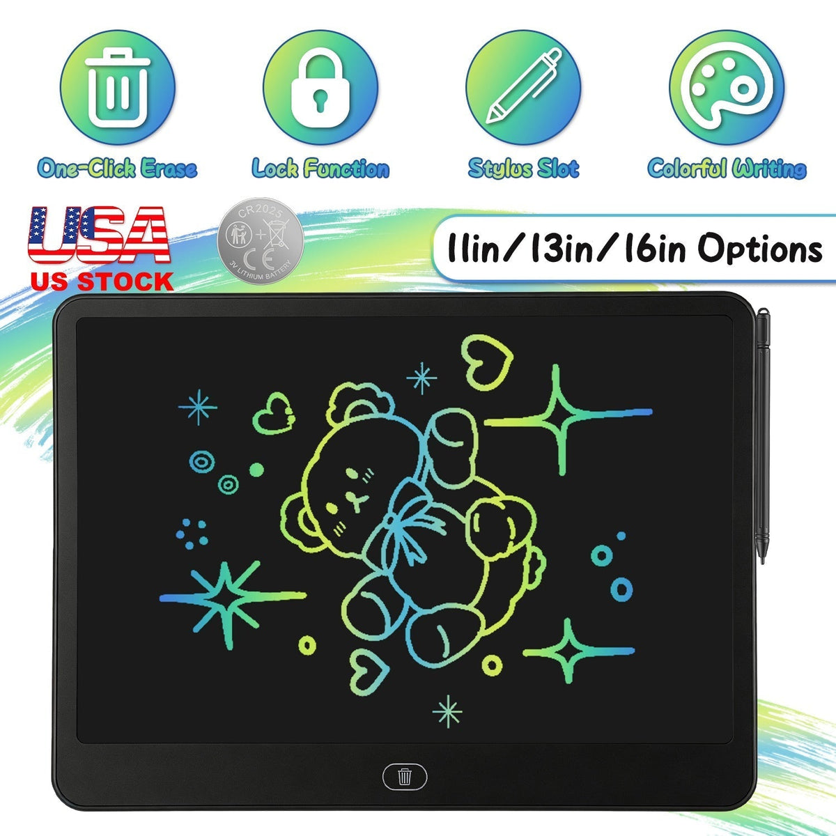 LCD Writing Tablet for Kids with Stylus & Lock FunctionWriting TabletTorqelo.com