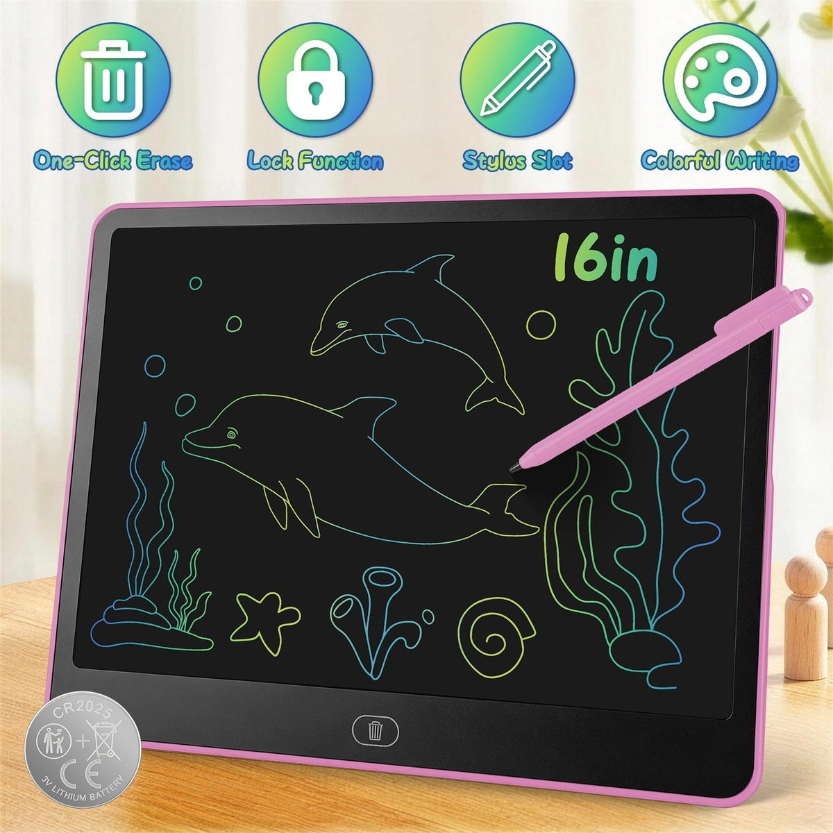 LCD Writing Tablet for Kids with Stylus & Lock FunctionWriting TabletTorqelo.com