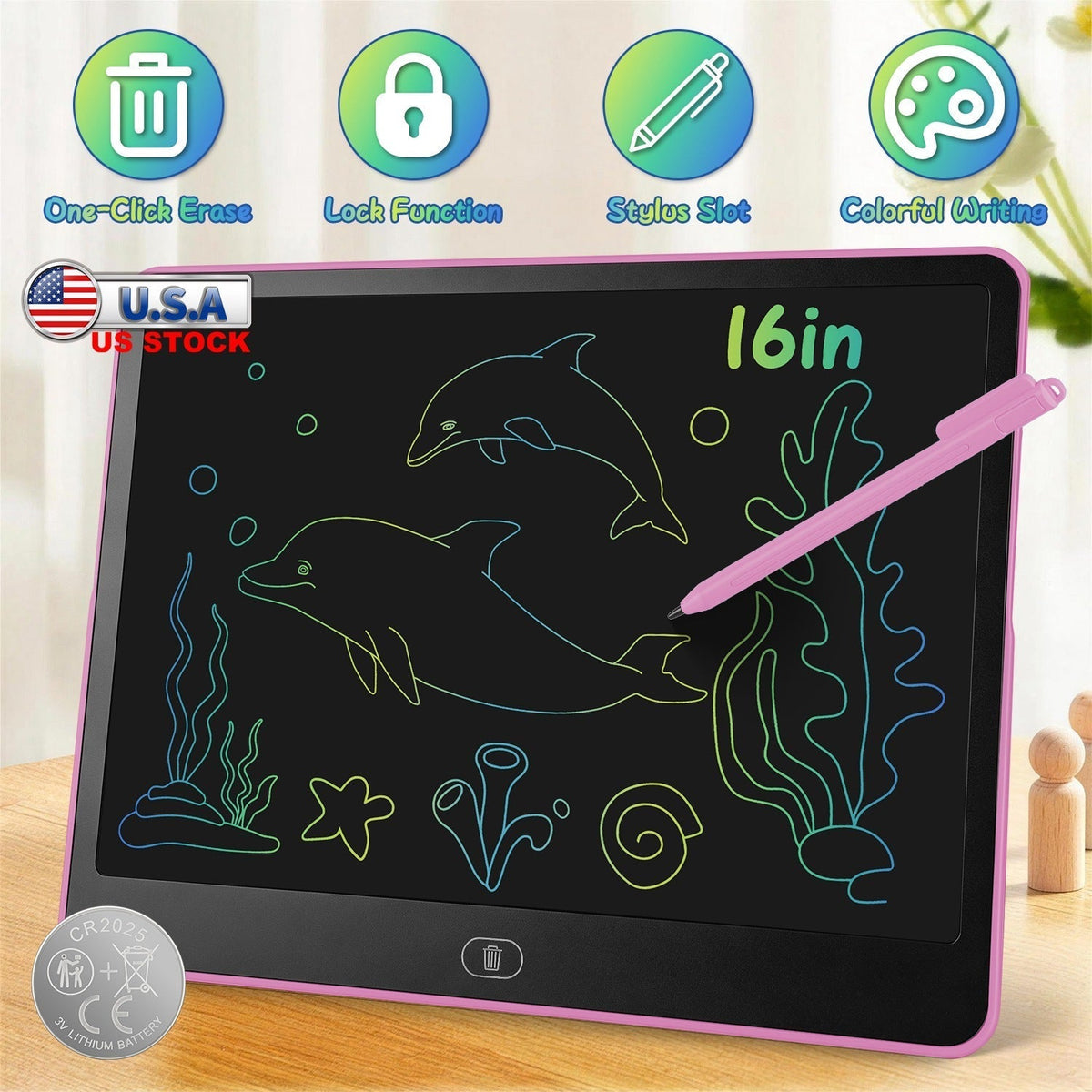 LCD Writing Tablet for Kids with Stylus & Lock FunctionWriting TabletTorqelo.com