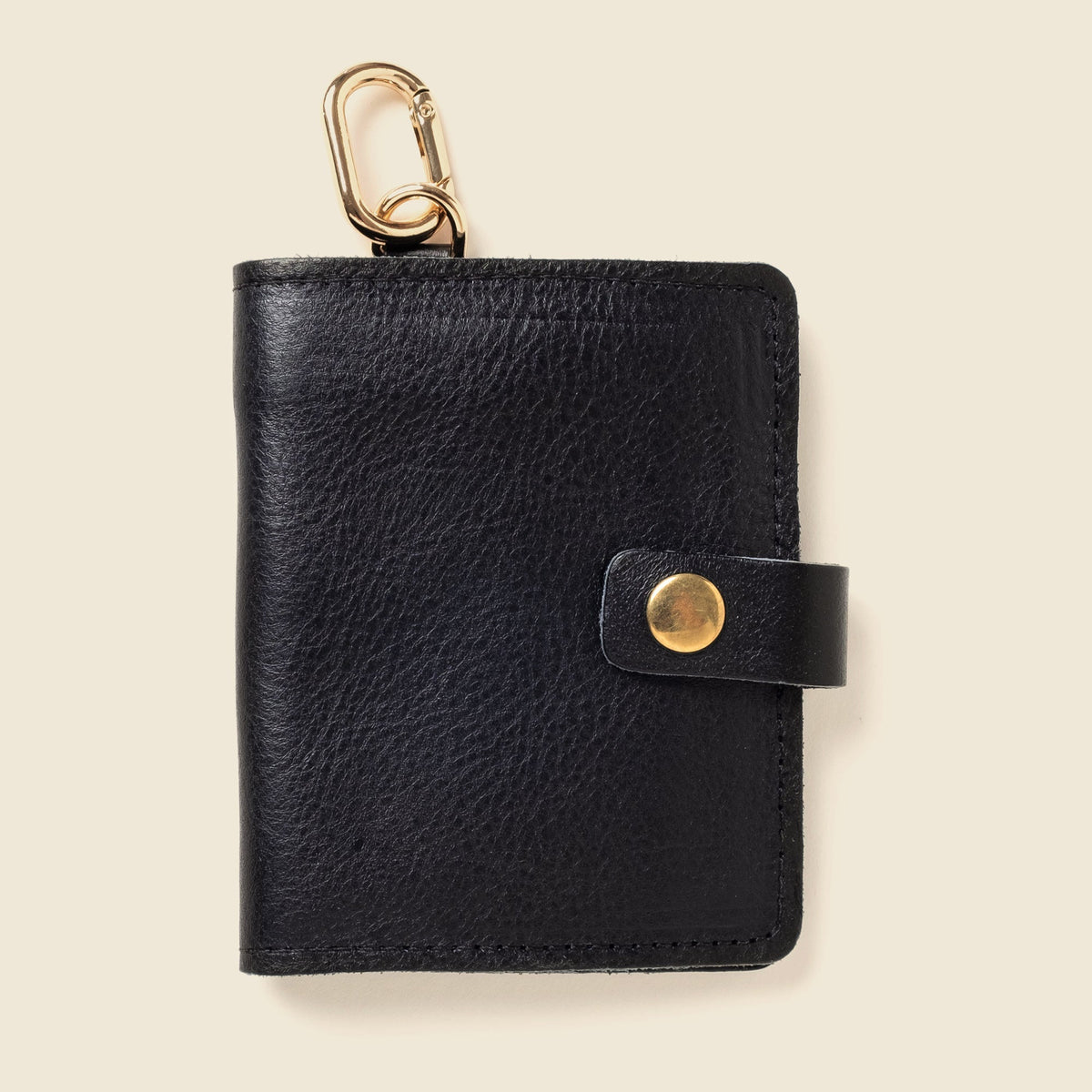 Leather Bifold Wallet with Snap & Key Ring - BlackSmall BifoldTorqelo.com