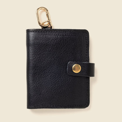 Leather Bifold Wallet with Snap & Key Ring - BlackSmall BifoldTorqelo.com