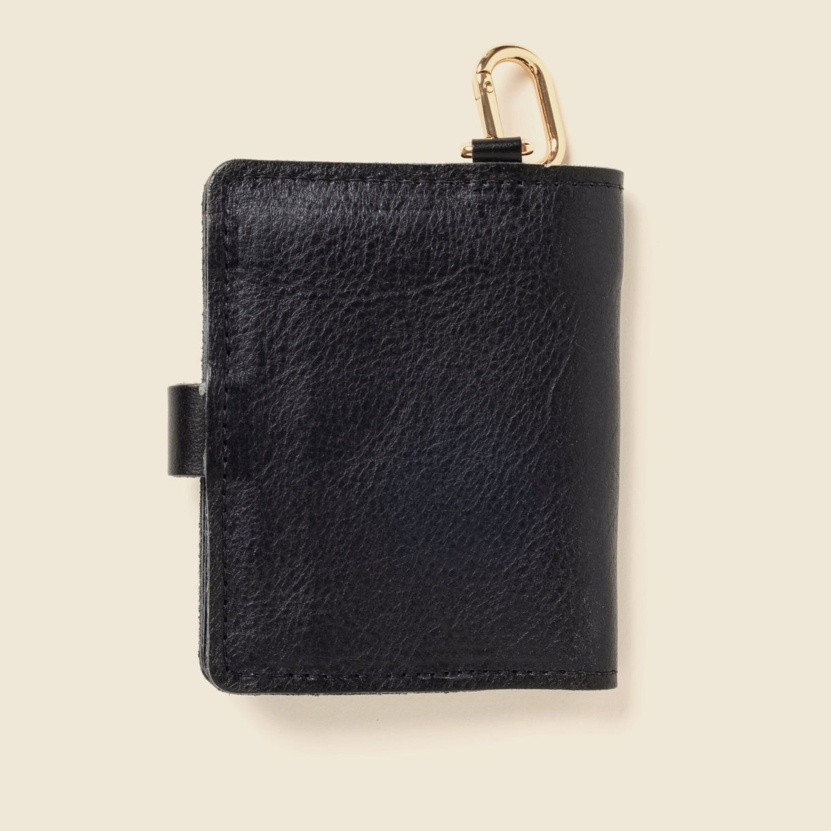 Leather Bifold Wallet with Snap & Key Ring - BlackSmall BifoldTorqelo.com
