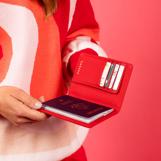 Leather Passport Wallet with RFID - RedSmall Leather GoodsTorqelo.com