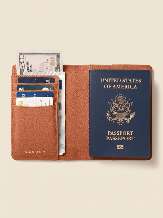 Leather Passport Wallet with RFID - TanSmall Leather GoodsTorqelo.com