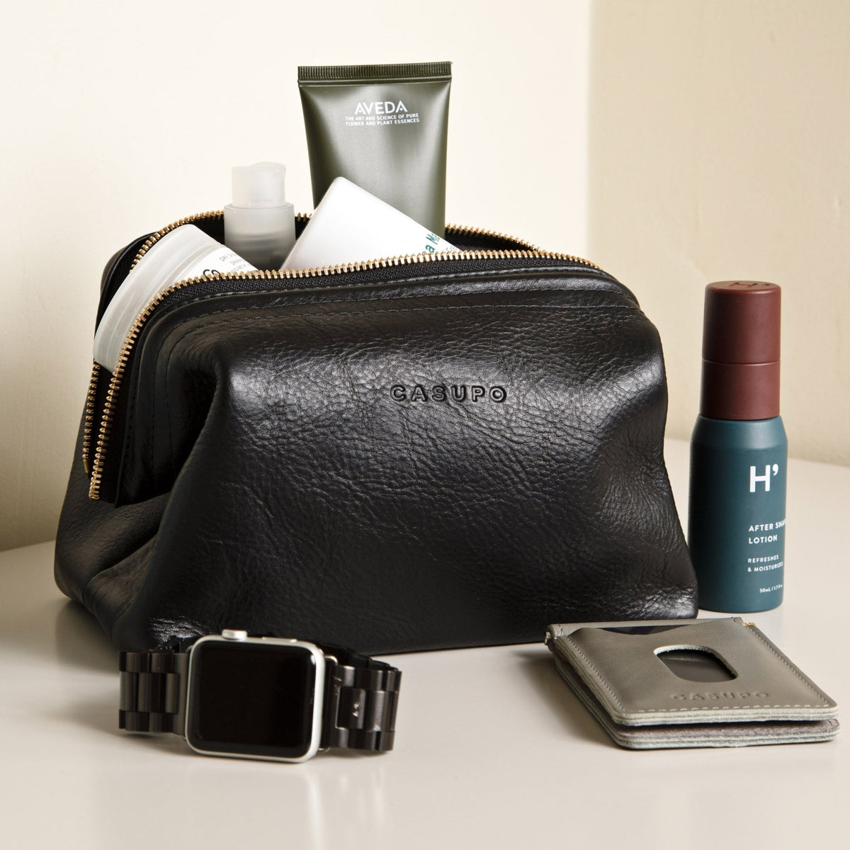 Leather Toiletry Bag - BlackDopp Toiletry BagTorqelo.com