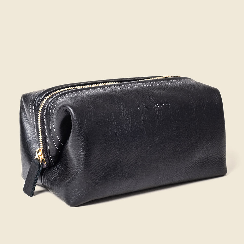 Leather Toiletry Bag - BlackDopp Toiletry BagTorqelo.com