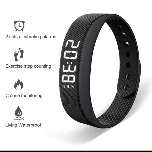 LED Digital Smart Bracelet Vibrating Alarm Clock Waterproof ClockSmart braceletTorqelo.com