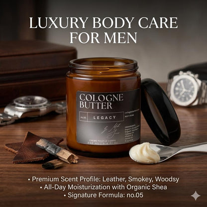 LEGACY – Luxury Fragrance Body Butter | Black Leather, Amber & Rose Cologne Scent Moisturizing Skin Butter | Cologne Butter by CB